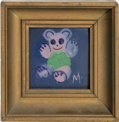 Lot 378 - Framed Painted Ceramic of Teddy Bear