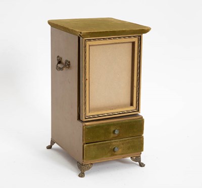 Lot 397 - Green Velvet and Gilt Painted Wood Jewelry Box