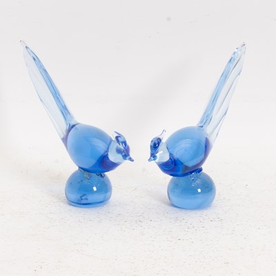 Lot 112 - Pair of Venetian Style Blue Glass Birds