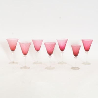 Lot 24 - Set of Six Pink Glass Goblets