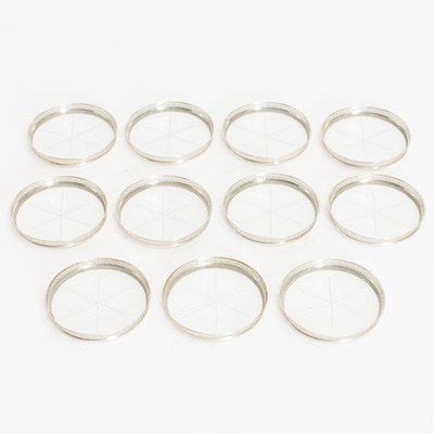 Lot 302 - Set of Eleven Sterling Rimmed Glass Coasters