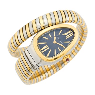 Lot 33 - Bulgari Stainless Steel and Gold 'Serpenti' Wristwatch