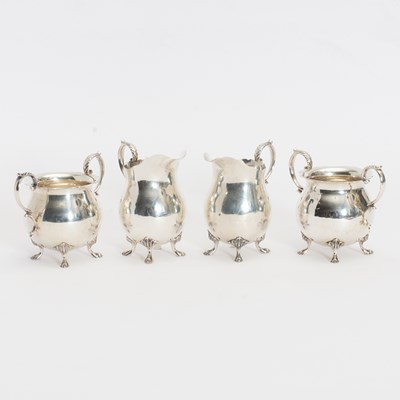 Lot 318 - Two Sets of Sterling Cream and Sugar Jars