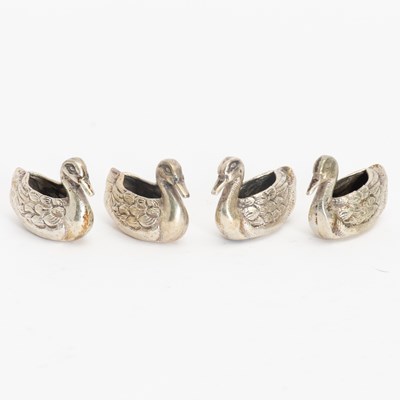 Lot 321 - Set of Four Continental Silver Miniature Swans