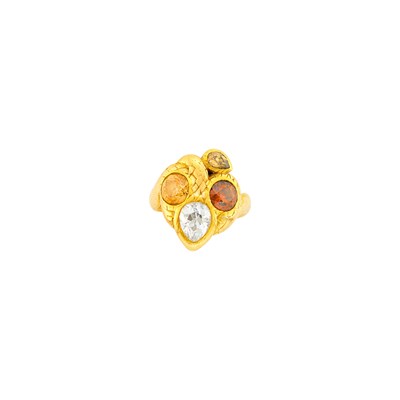 Lot 163 - Tiffany & Co. Antique Gold, Colored Diamond and Diamond Serpent Ring