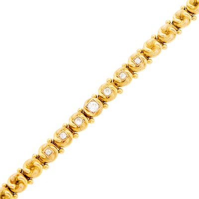 Lot 1129 - Gold and Diamond Bracelet