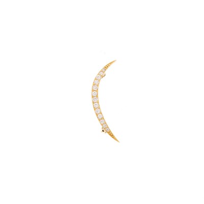 Lot 1136 - Tiffany & Co. Gold and Diamond Crescent Pin