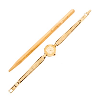 Lot 1156 - Gold Pen and Longines Gold-Filled Wristwatch