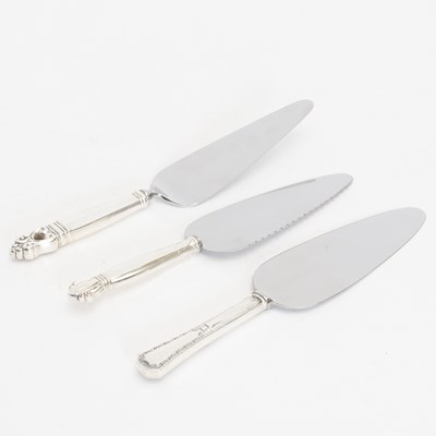 Lot 325 - Three Sterling Handled Cake Knives