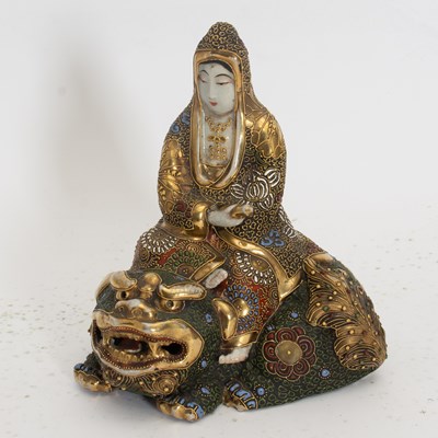 Lot 334 - Japanese Satsuma Style Porcelain Guanyin Figure