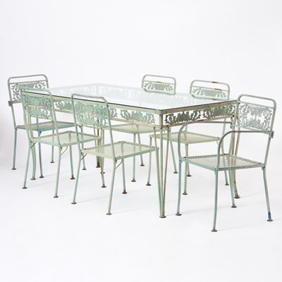 Lot 3017 - Painted Metal Outdoor Dining Set
