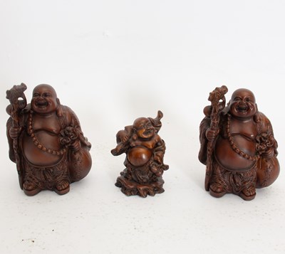 Lot 339 - Group of Three Painted Resin Buddhas