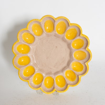 Lot 340 - Painted Glazed Ceramic Deviled Egg Dish
