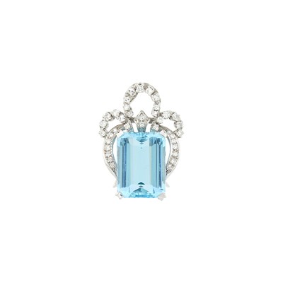 Lot 1110 - Platinum, Aquamarine and Diamond Pendant Clip