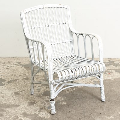 Lot 361 - White Painted Rattan Armchair