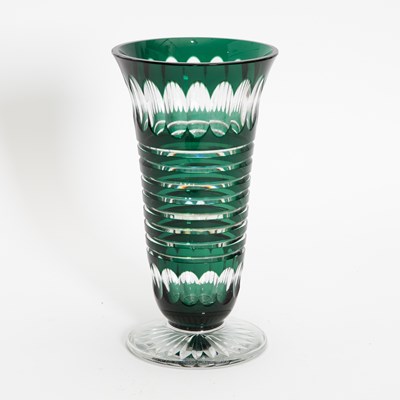 Lot 386 - Val Saint Lambert Green Cut Glass Vase