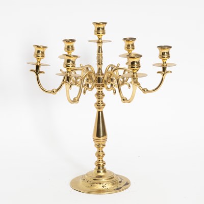 Lot 390 - Brass Seven-Light Candelabra