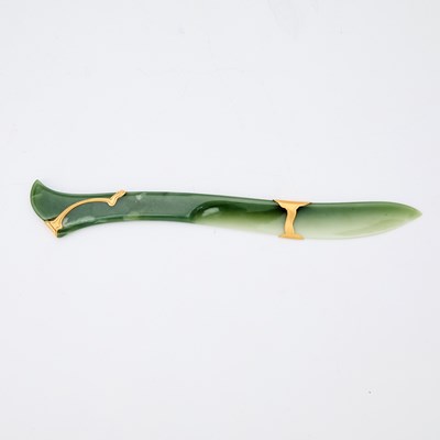 Lot 419 - French Gold-Mounted Nephrite Letter Opener