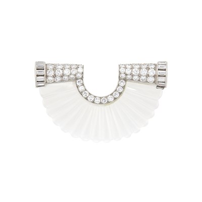 Lot 219 - Platinum, Carved Rock Crystal and Diamond Brooch, France