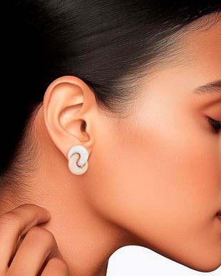 Lot 75 - Pair of Two-Color Gold and Diamond Earclips