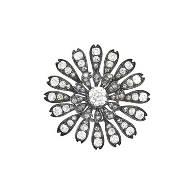 Lot 80 - Antique Silver, Gold and Diamond Flower Brooch