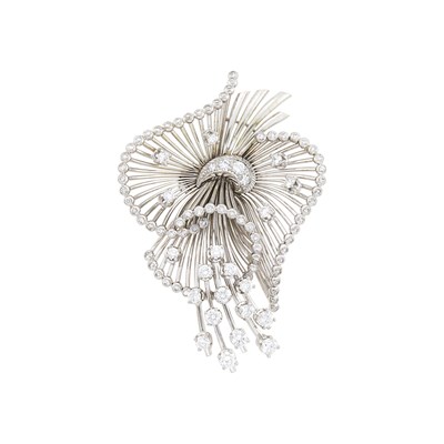 Lot 1213 - White Gold and Diamond Brooch