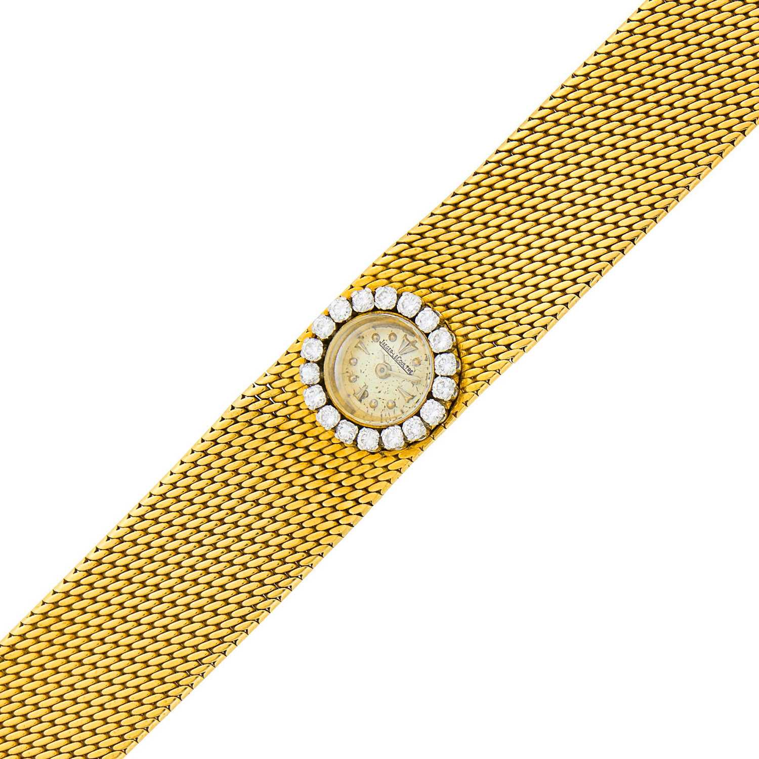 Lot 93 - Jaeger-LeCoultre Gold and Diamond Mesh Wristwatch