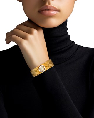 Lot 93 - Jaeger-LeCoultre Gold and Diamond Mesh Wristwatch