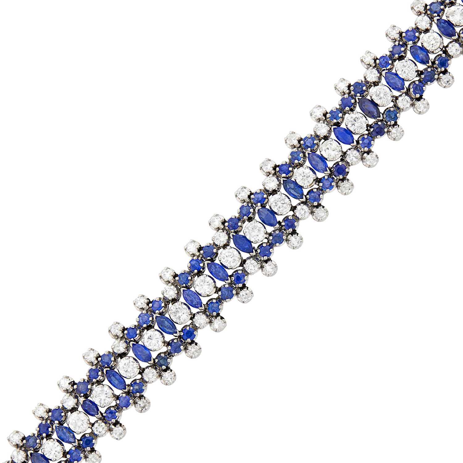 Lot 44 - White Gold, Diamond and Sapphire Bracelet