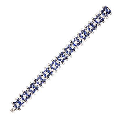 Lot 44 - White Gold, Diamond and Sapphire Bracelet