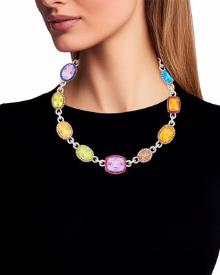 Lot 59 - White Gold, Colored Stone, Colored Diamond and Diamond Necklace