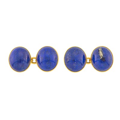 Lot 1333 - Pair of Gold and Lapis Cufflinks