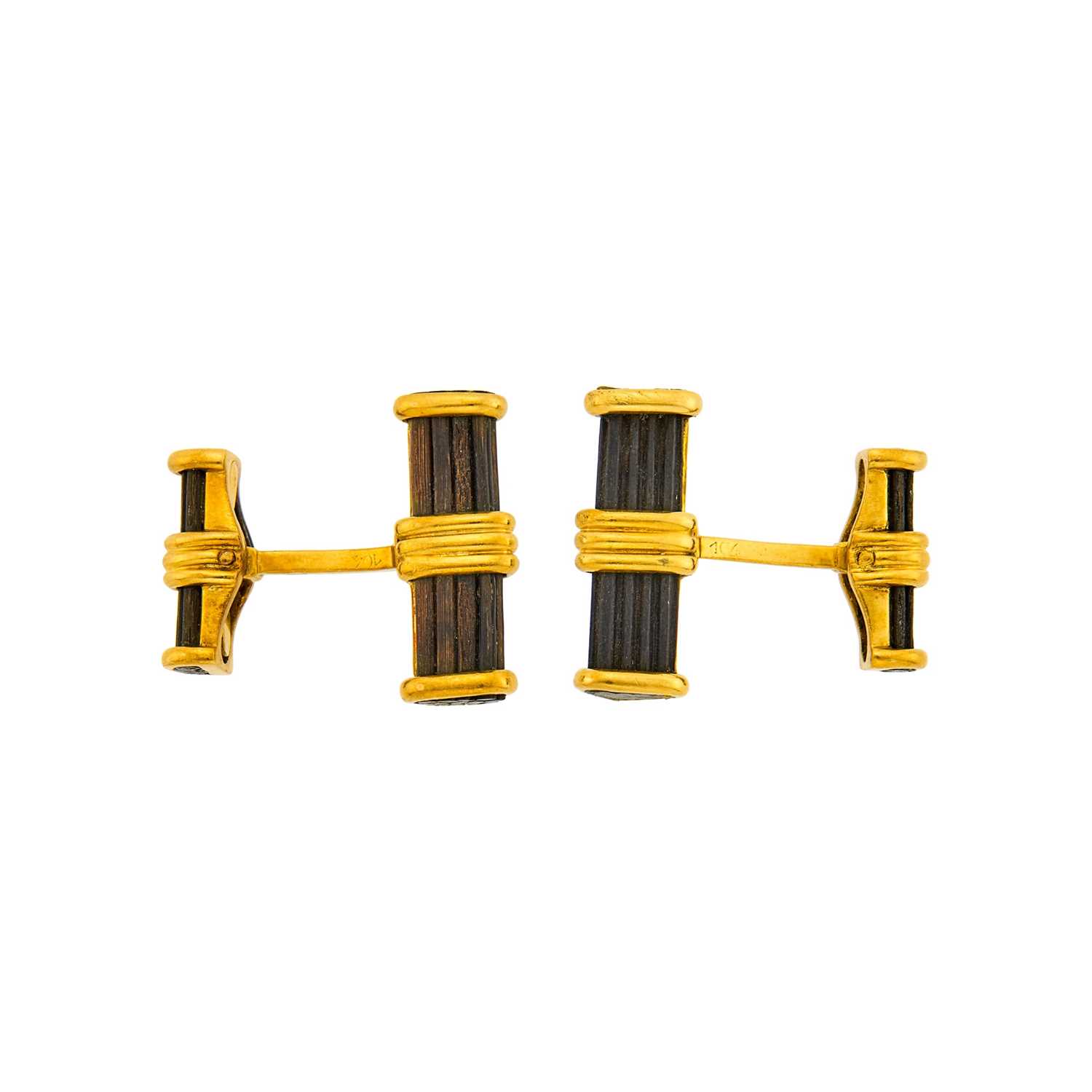 Lot 13 - Pair of Gold and Ebony Cufflinks, France