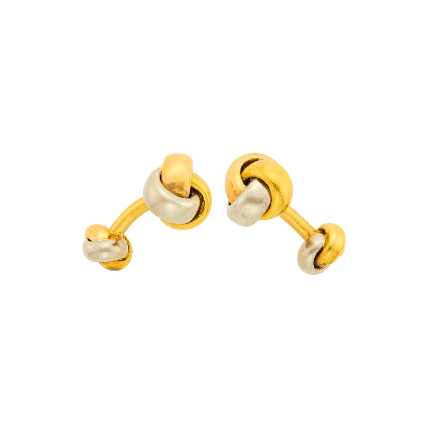 Lot 94 - Cartier Pair of Tricolor Gold 'Love Knot' Cufflinks