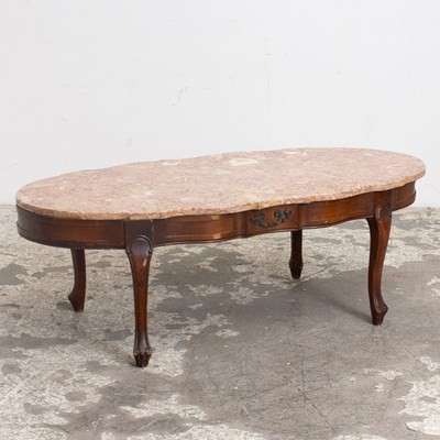 Lot 391 - Mahogany Pink Marble Top Coffee Table