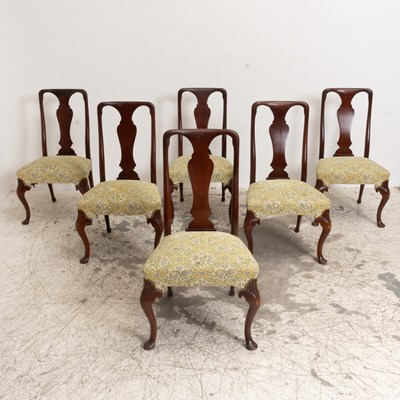 Lot 47 - Set of Six Queen Anne Style Dining Chairs
