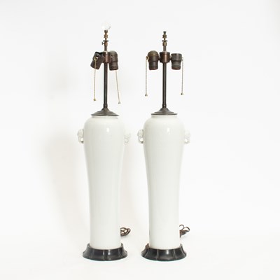 Lot 18 - Pair of Asian Style White Glazed Ceramic Lamps