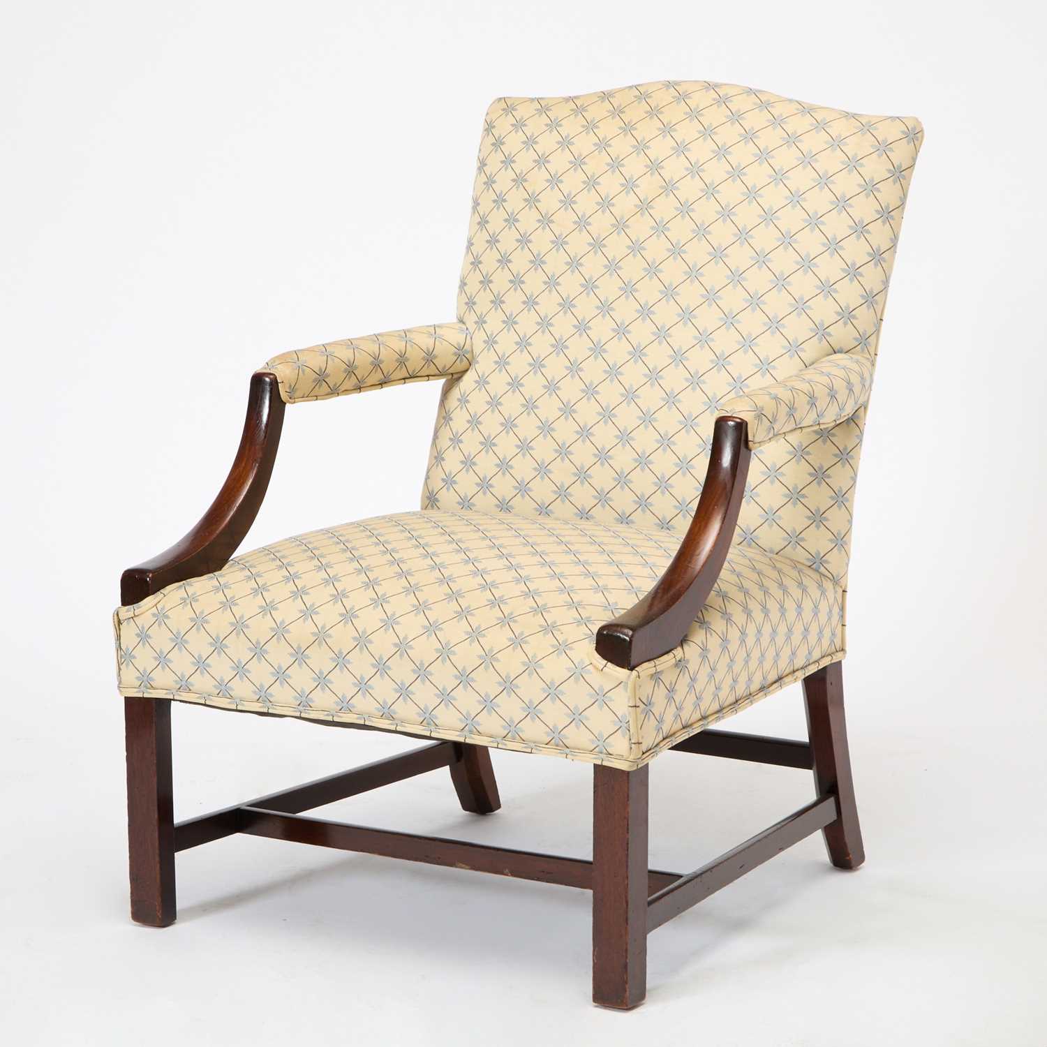 Lot 142 - George III Style Upholstered Mahogany Library Armchair