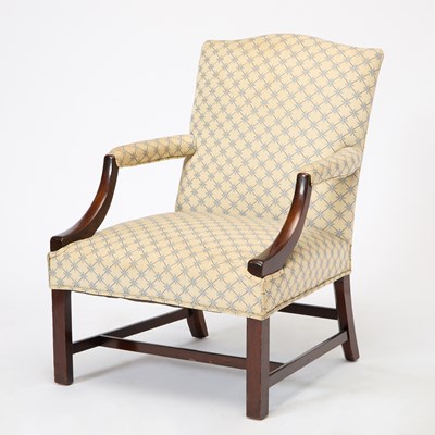 Lot 138 - George III Style Upholstered Mahogany Library Armchair