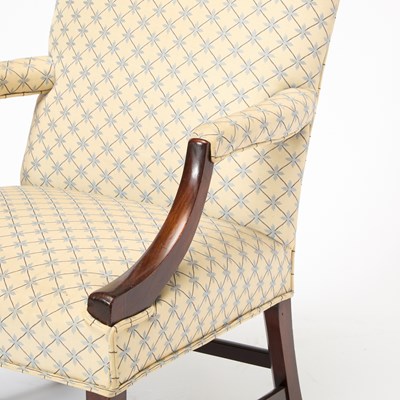 Lot 142 - George III Style Upholstered Mahogany Library Armchair