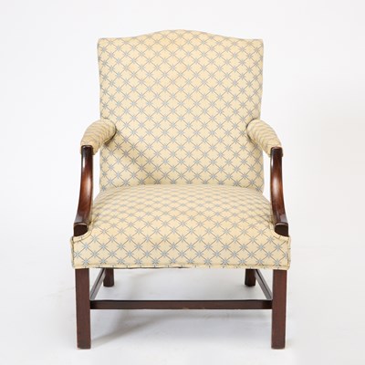 Lot 142 - George III Style Upholstered Mahogany Library Armchair