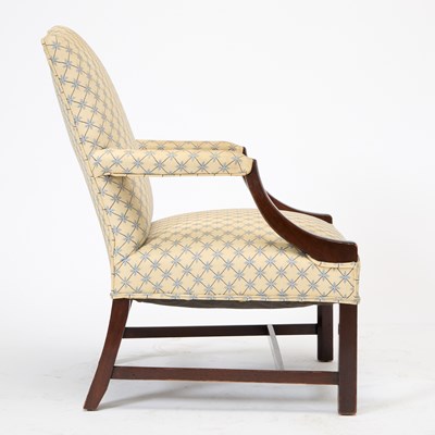 Lot 142 - George III Style Upholstered Mahogany Library Armchair