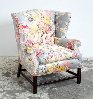 Lot 300 - Floral Upholstered Winged Armchair