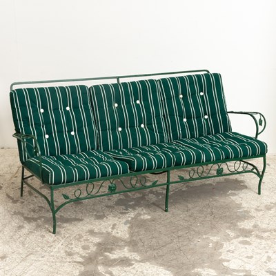 Lot 393 - Green Painted Metal Garden Settee