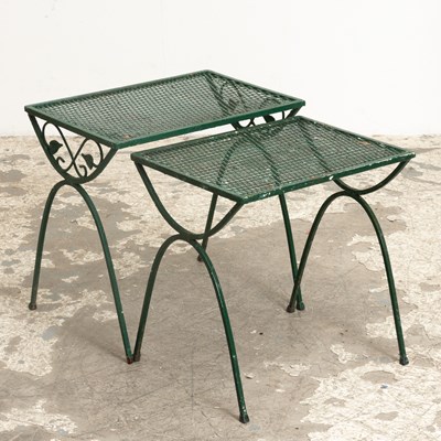 Lot 397 - Set of Two Green Painted Metal Nesting Tables
