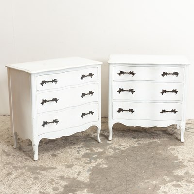Lot 398 - Pair of White Painted Three-Drawer Chests
