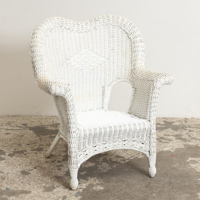 Lot 399 - White Wicker Armchair