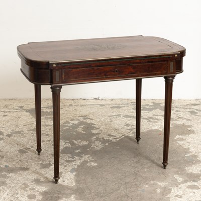 Lot 400 - Mahogany Brass Inlaid Fold-Over Card Table