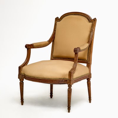 Lot 575 - Louis XVI Upholstered Walnut Fauteuil