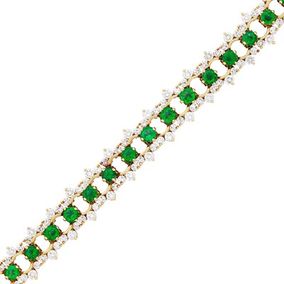 Lot 97 - Gold, Emerald and Diamond Bracelet